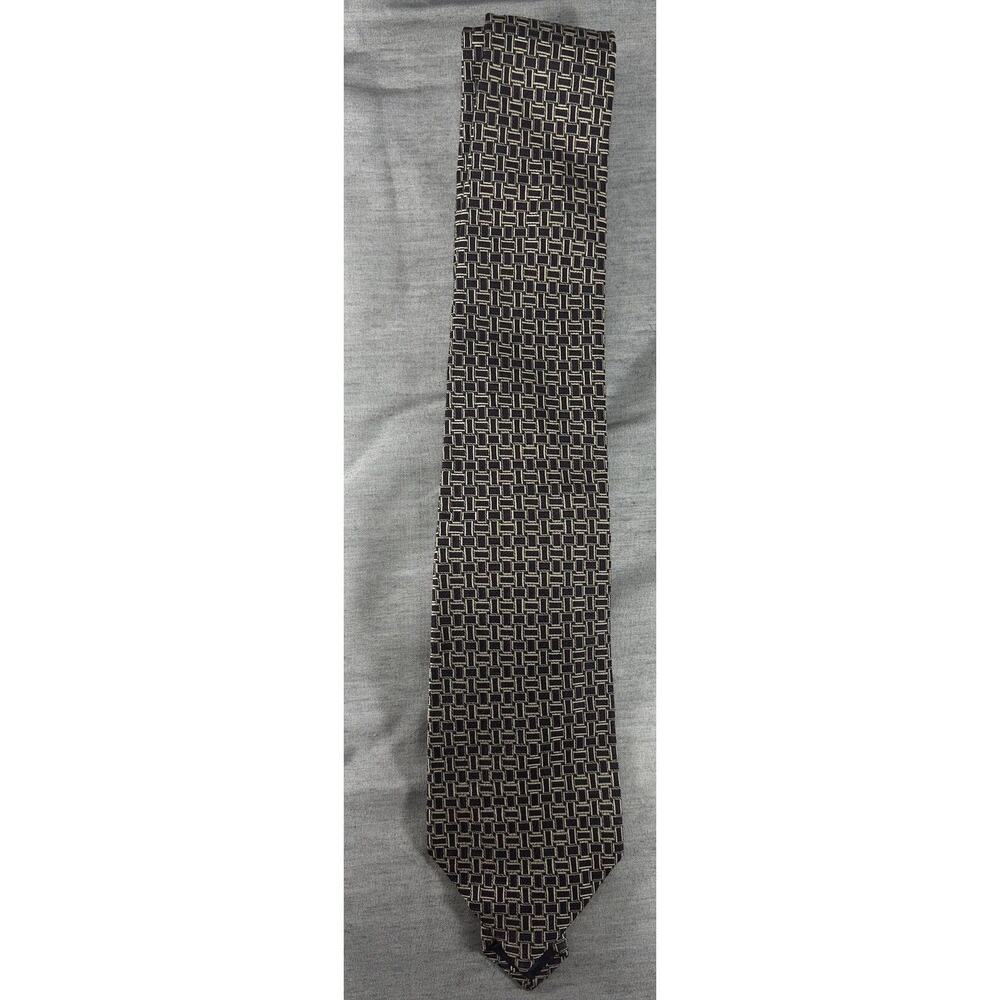 Vintage Polo Ralph Lauren Men’s Tie Silk Purple Gold Green Geometric Made In USA
